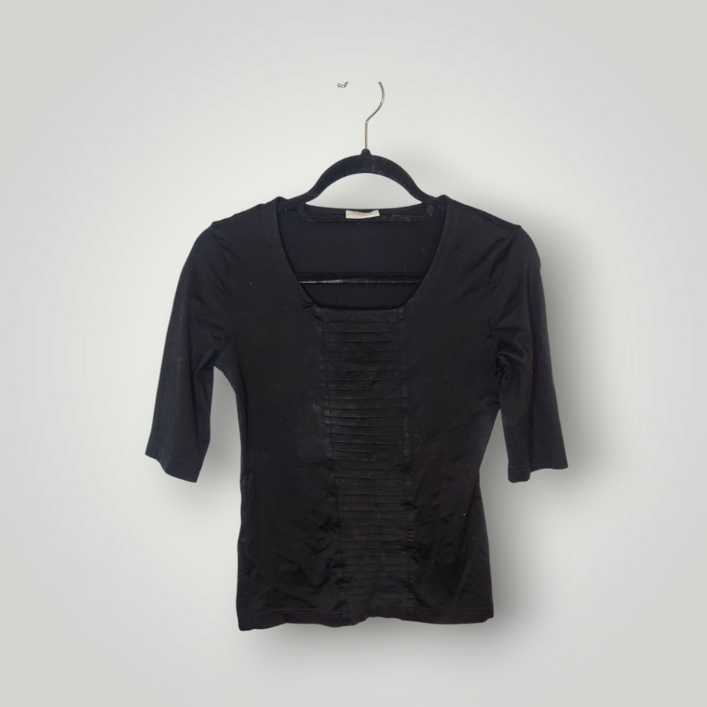 A-K-R-I-S- Punto Black Square Neck quarter Sleeve Blouse Size 4 - Picture 4 of 16